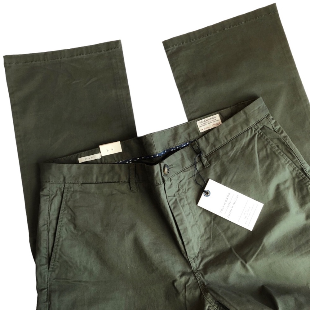 7 Diamonds Journey Olive Straight Leg  Chinos 36 x 32 - Picture 15 of 16